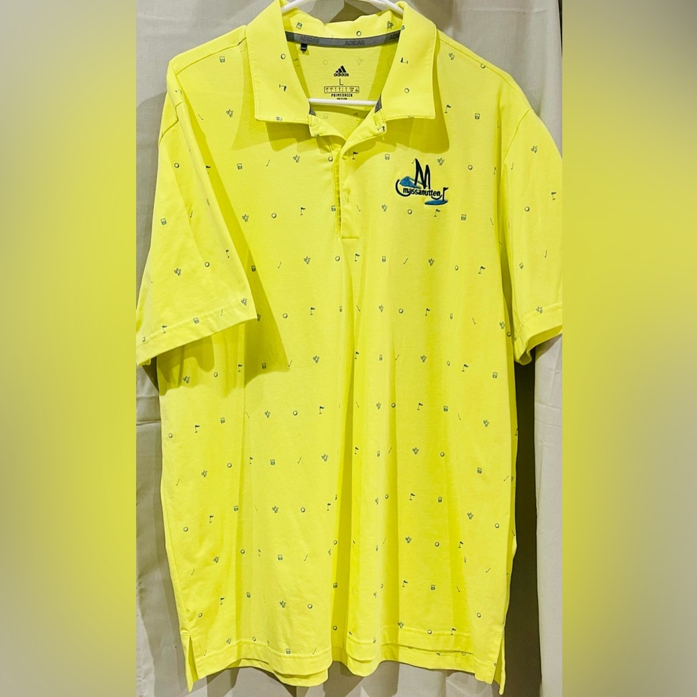 Men’s Adidas Allover Print Primegreen Short Sleeve Golf Shirt